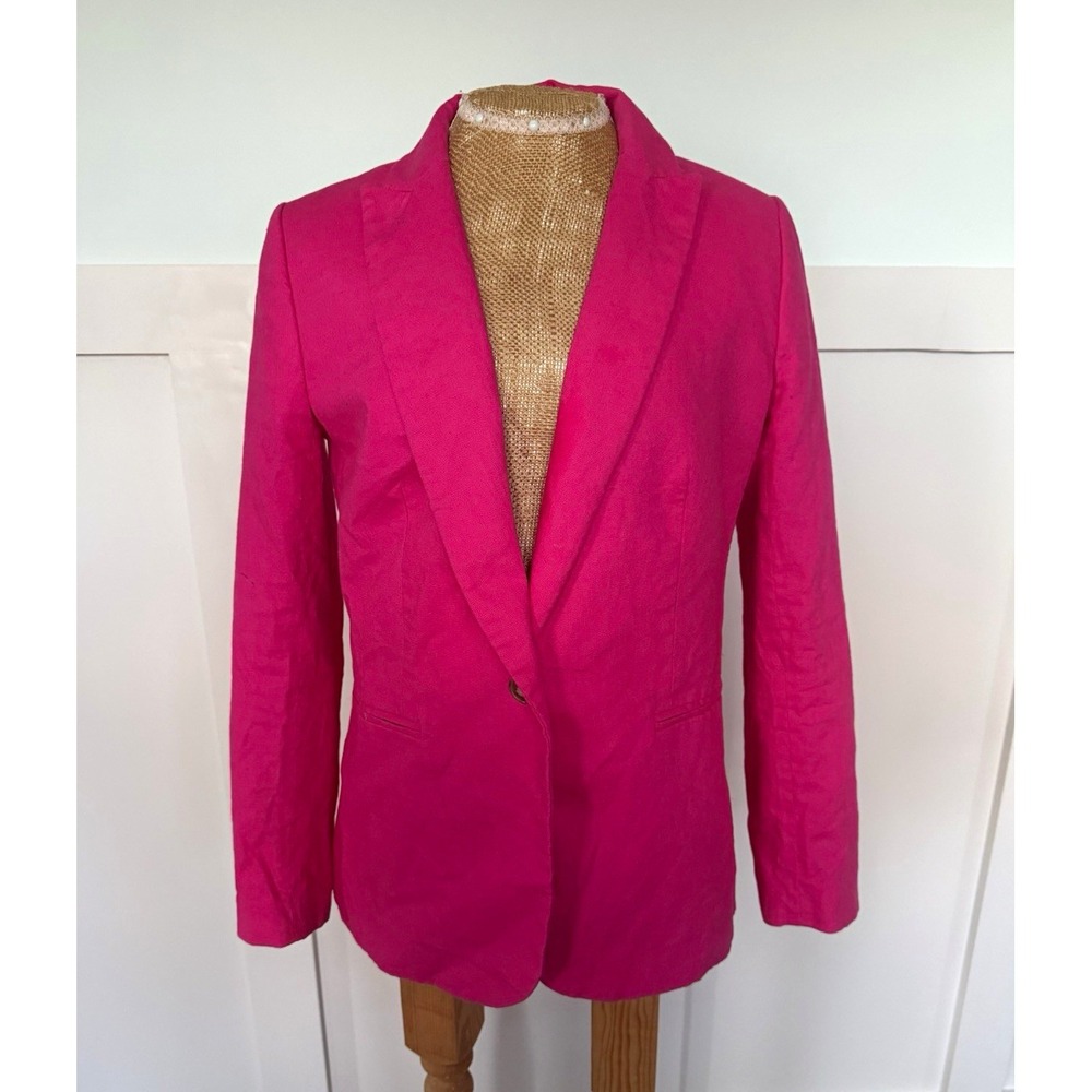J.CREW Pink One-Button Lined blend Blazer women's size 6 Business Casual preppy